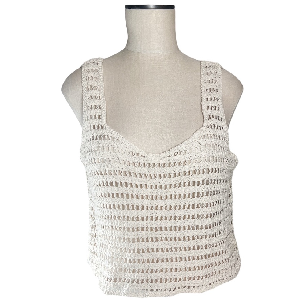 Hausen Cream Crochet Crop Top Sz M NWOT Beach Festival Summer Vacation‎ Resort